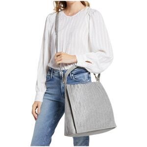 AREA Stars Woven Flap Crossbody / Shoulder Bag, Gray, 13"H x 13"L x 4.5" NWT